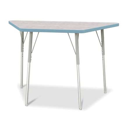 Jonti-Craft Berries Trapezoid Activity Table, 24 in. x 48 in., A-height, Driftwood Gray/Coastal Blue/Gray 6438JCA452